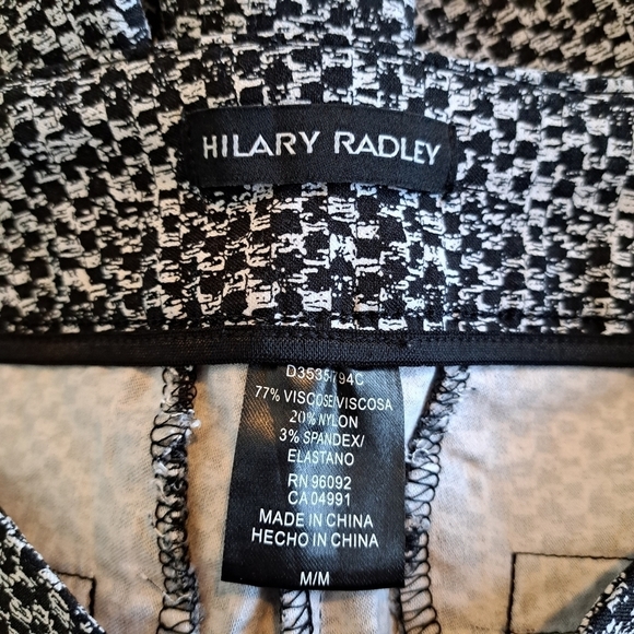 Hilary Radley women's Medium cropped pull on pants black & white - Picture 5 of 6